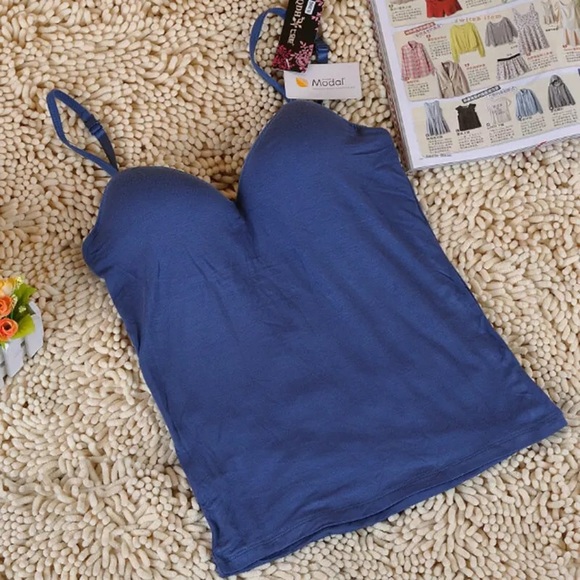 Tank top padded camisole push up built in white blue purple nude - Picture 15 of 15